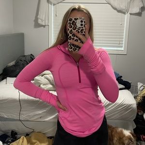 3 quarter zip pink lulu lemon shirt
